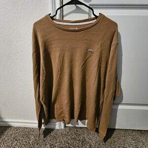 Lacoste Men's Brown Waffle Knit Long Sleeve Sleepwear Shirt XL